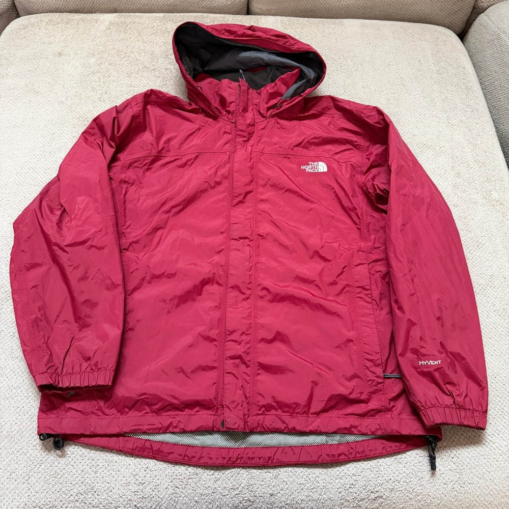 Vintage 2000s The North Face HyVent Rain Jacket Mens Large Maroon Red Hooded